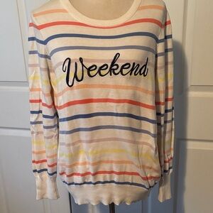 Como Vintage White Multi Striped Top Weekend!